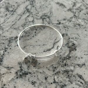 Silver Dog Charm Bangle Bracelet